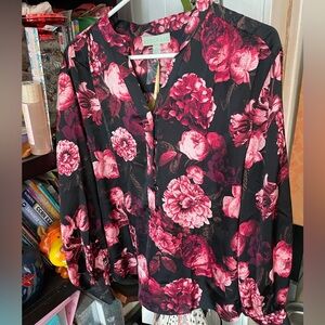 Ryegrass pink floral blouse Xl NWT